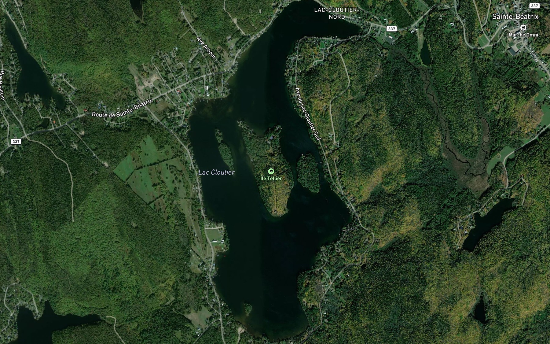 Satellite map of the Lac Cloutier