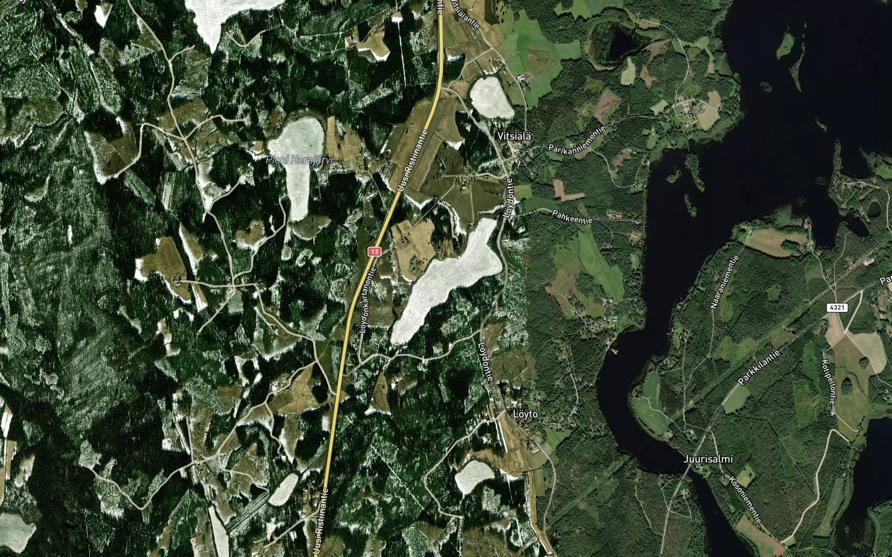 Satellite map of the Loydonlampi