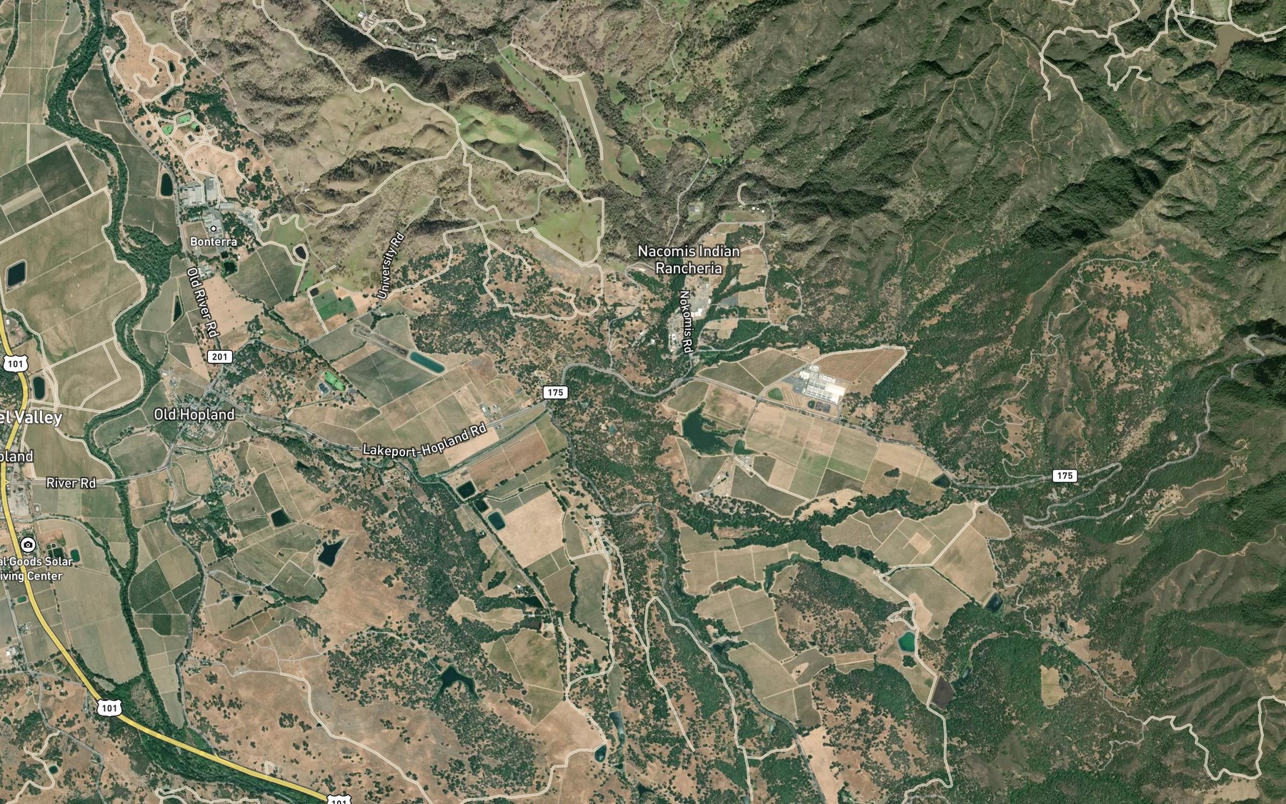 Satellite map of the McDowell Valley
