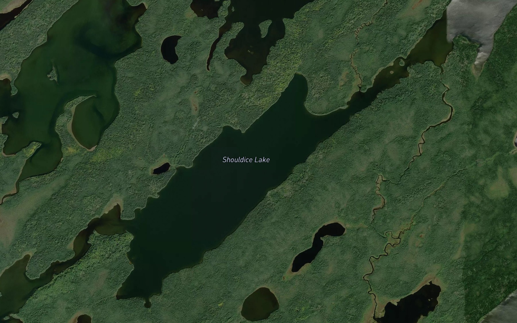 Satellite map of the Shouldice Lake