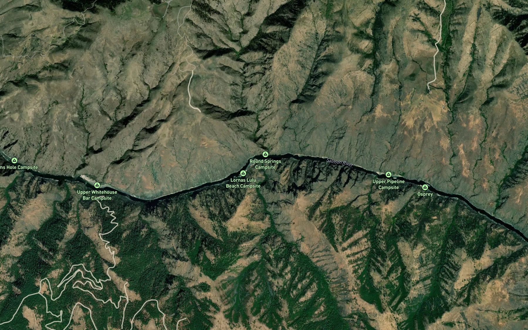 Satellite map of the Round Spring Creek