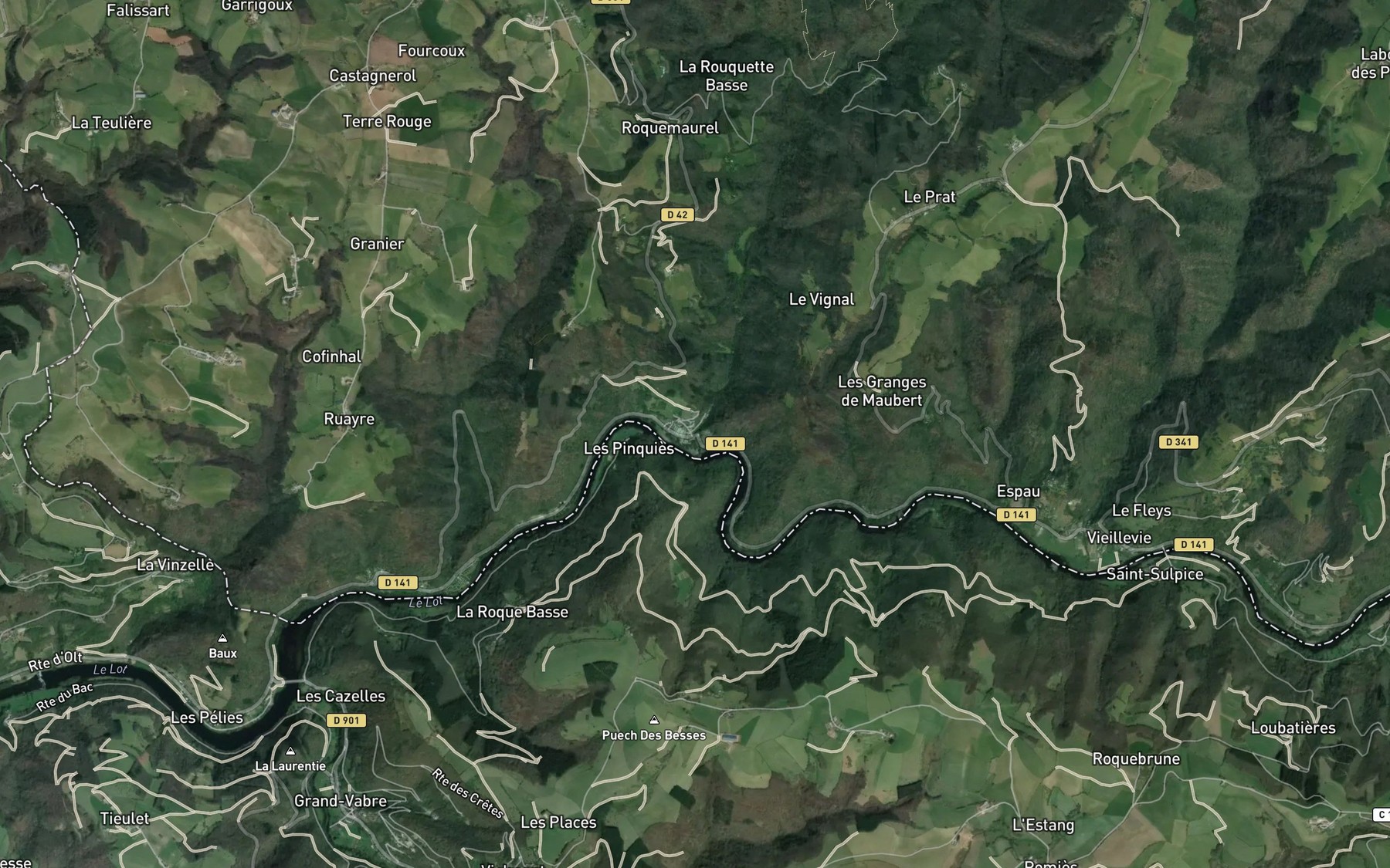 Satellite map of the Auze