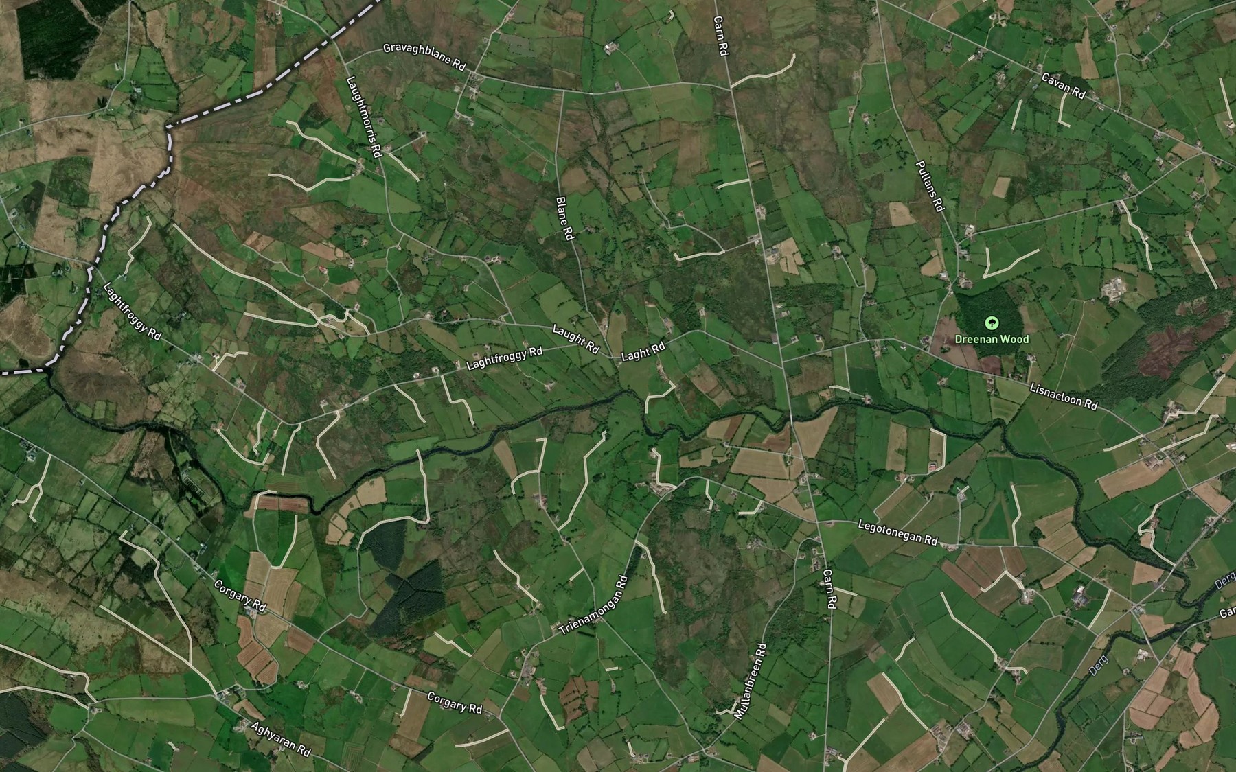 Satellite map of the Garvagh Burn