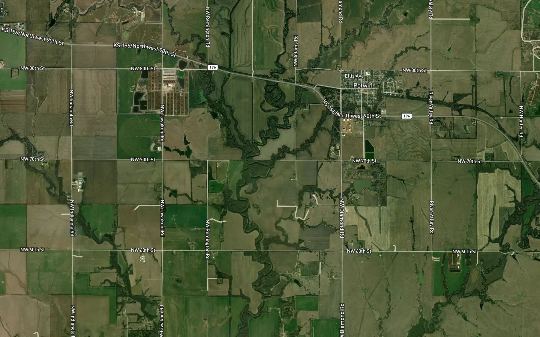 Satellite map of the Brush Creek