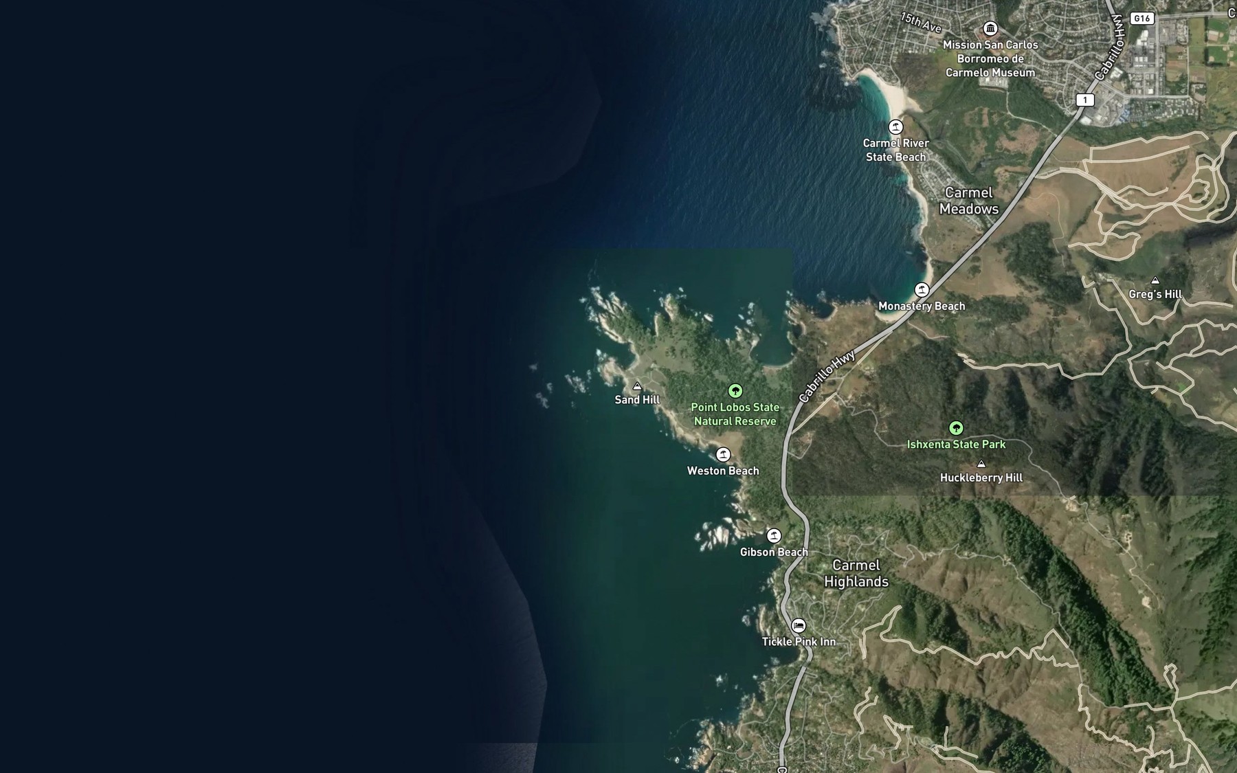 Satellite map of the Sea Lion Cove