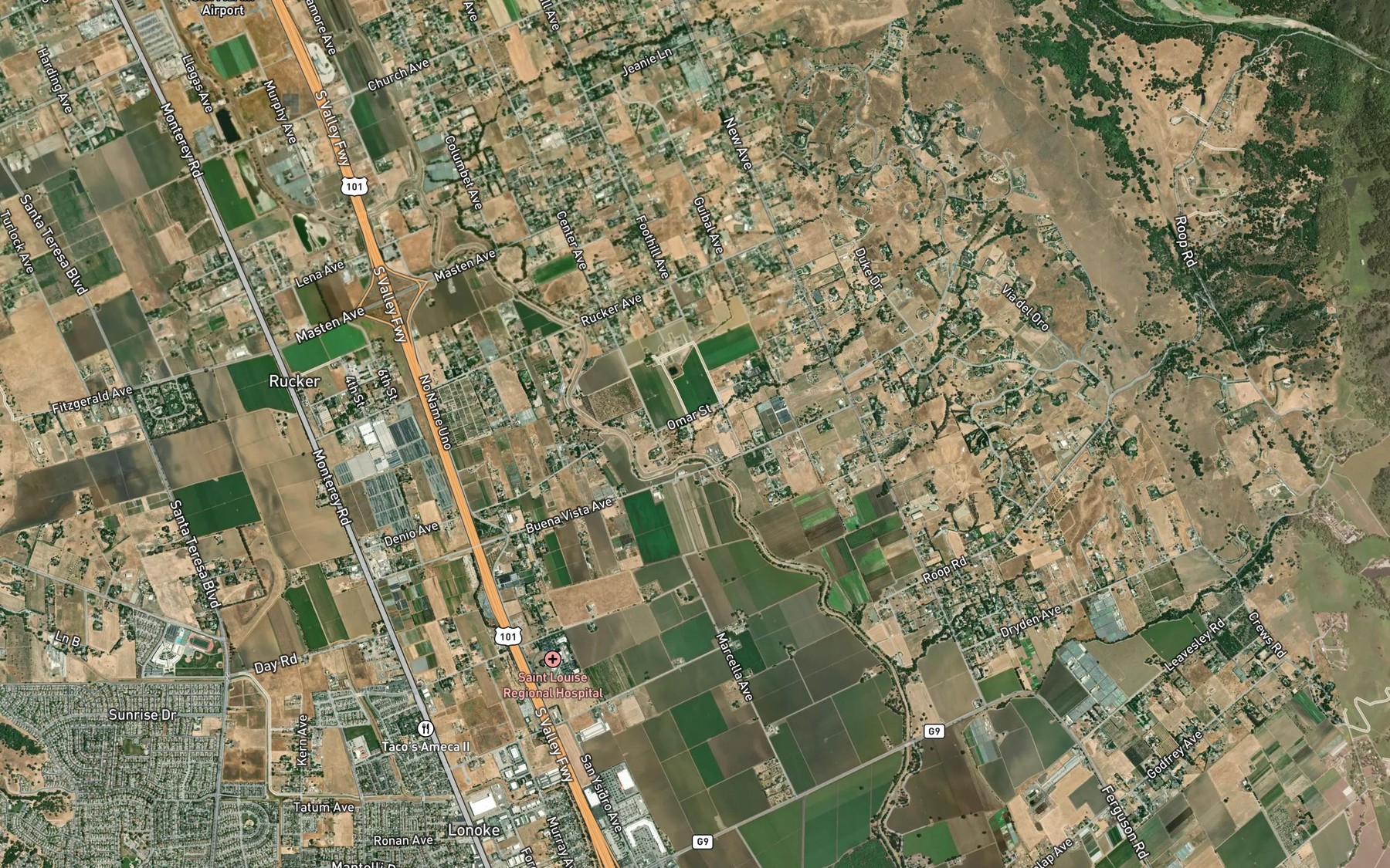 Satellite map of the Rucker Creek
