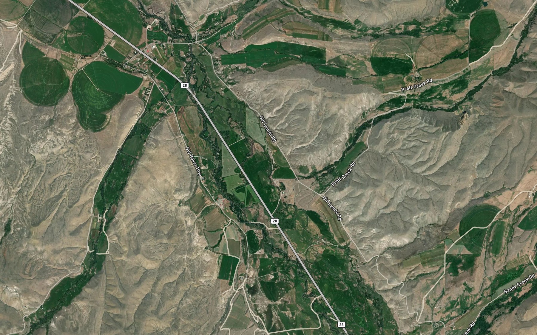 Satellite map of the Pratt Creek