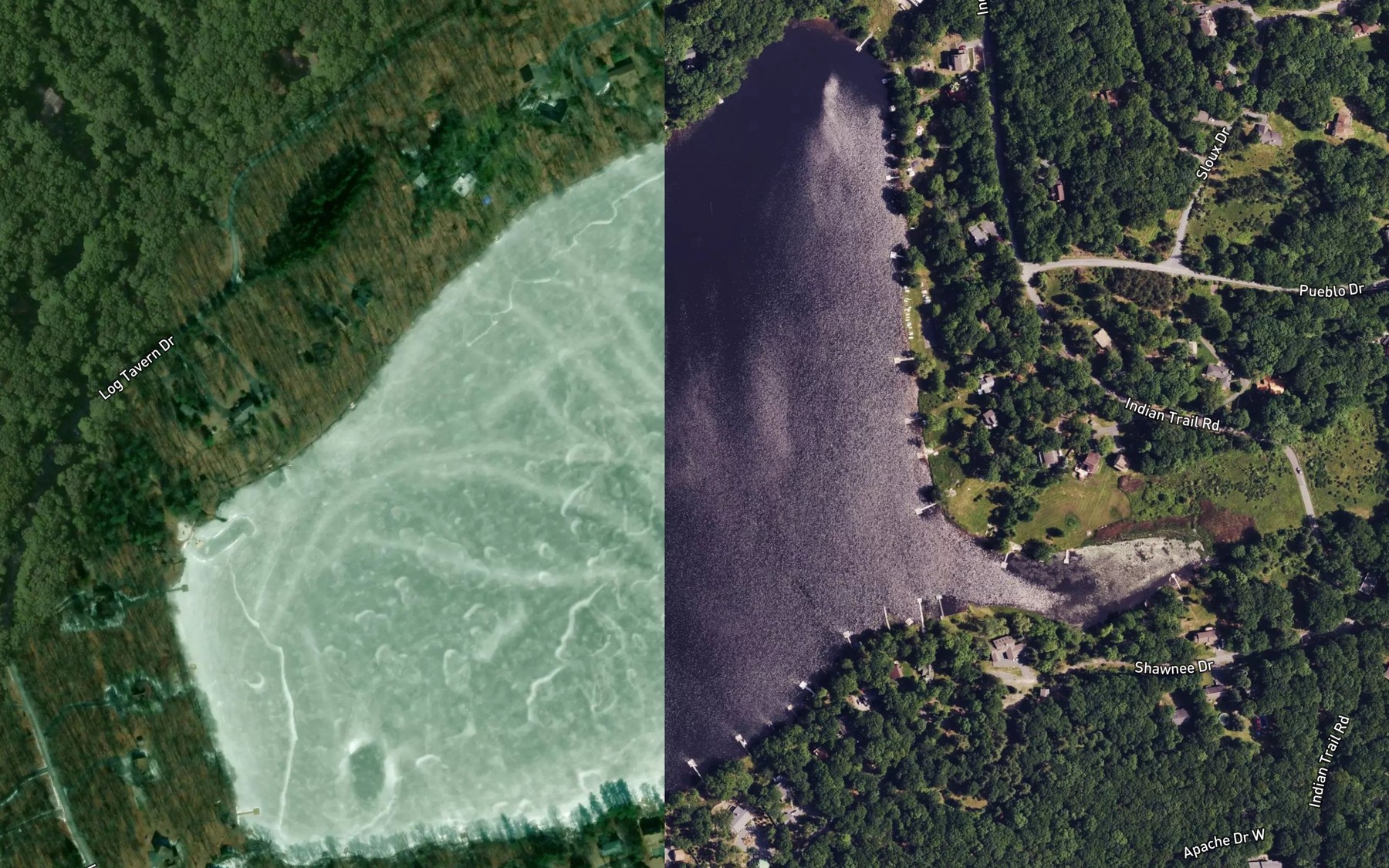 Satellite map of the Log Tavern Pond