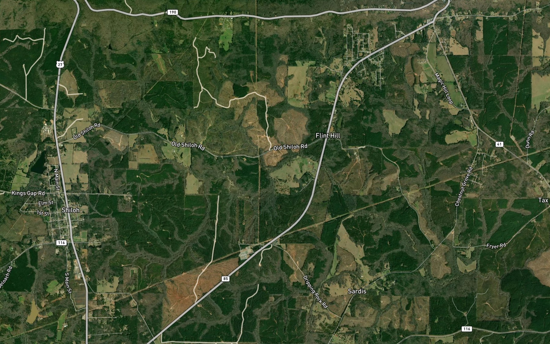 Satellite map of the Rocky Branch