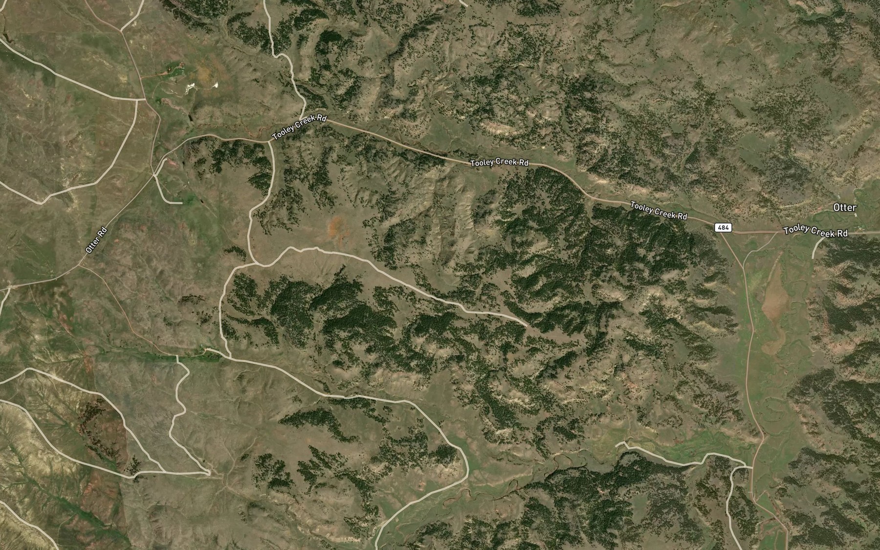 Satellite map of the Tooley Creek Reservoir