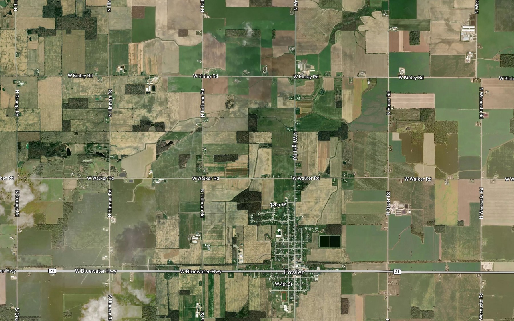 Satellite map of the Long and Pierce Drain