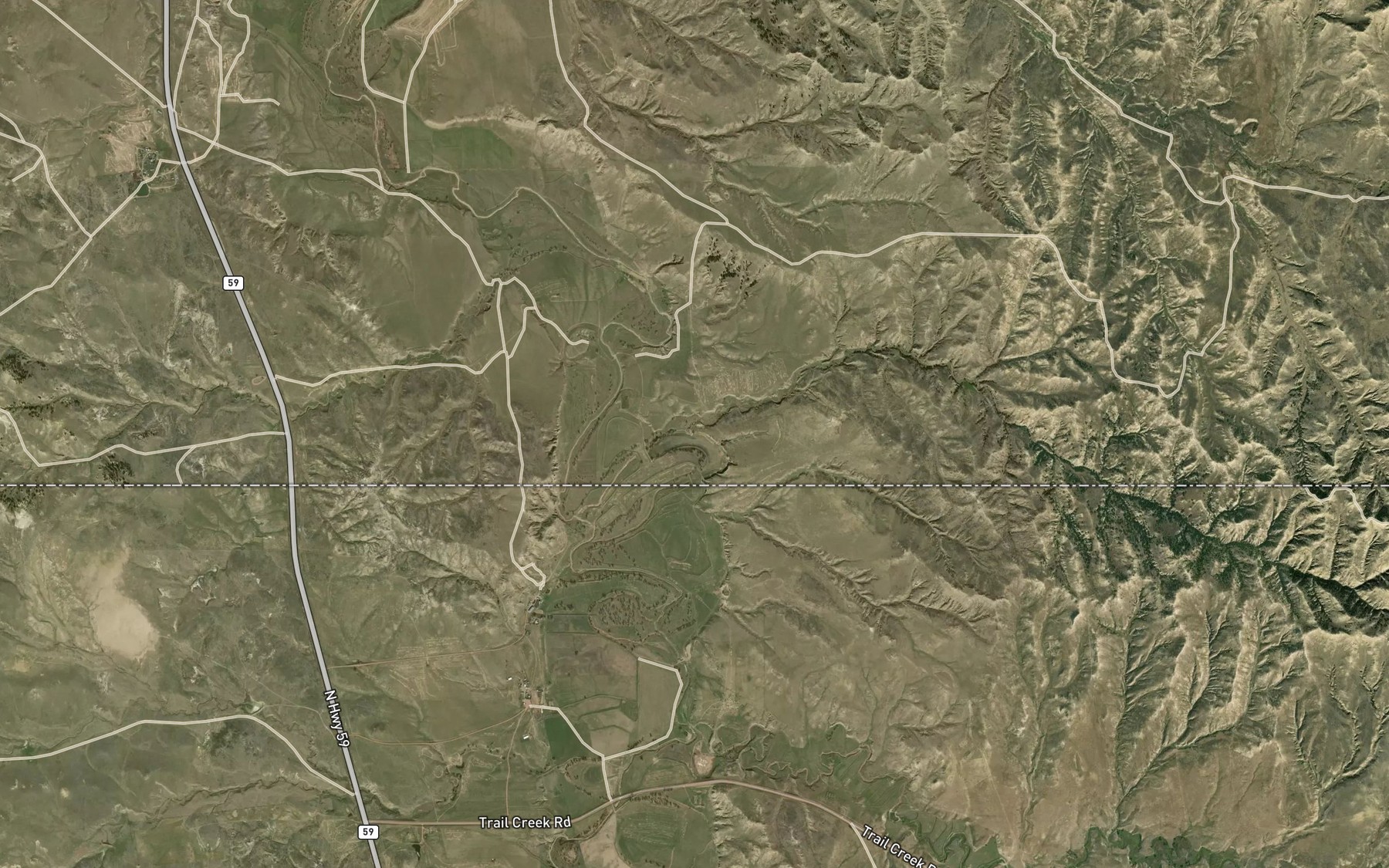 Satellite map of the Deer Trail Creek