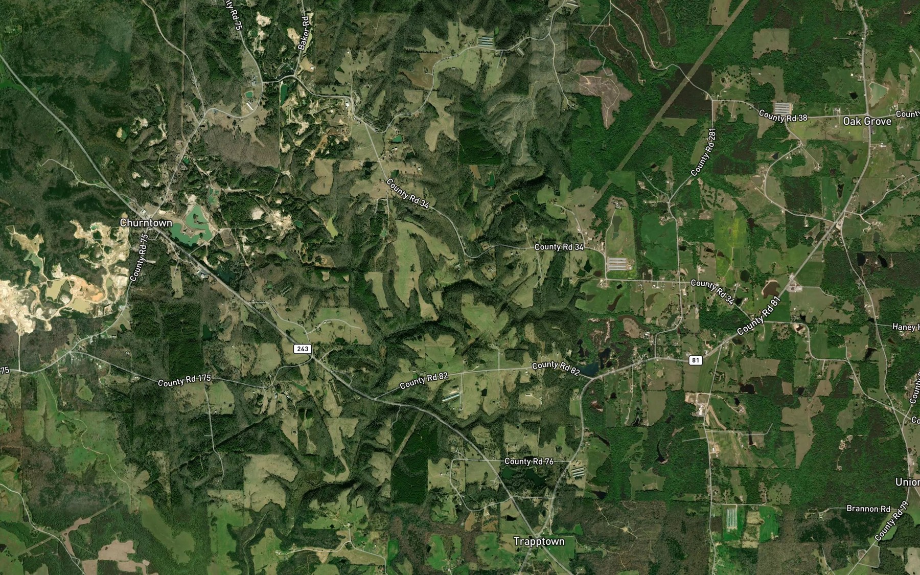 Satellite map of the Gin Branch