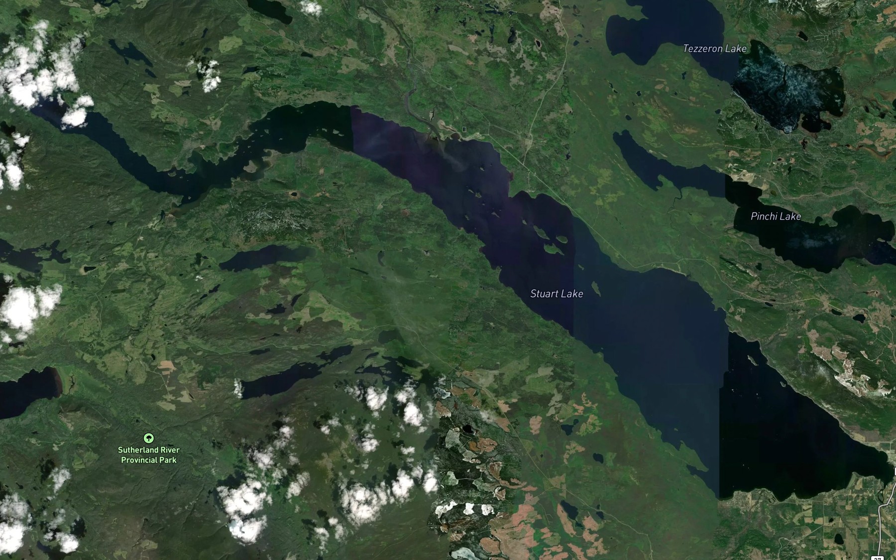 Satellite map of the Stuart Lake
