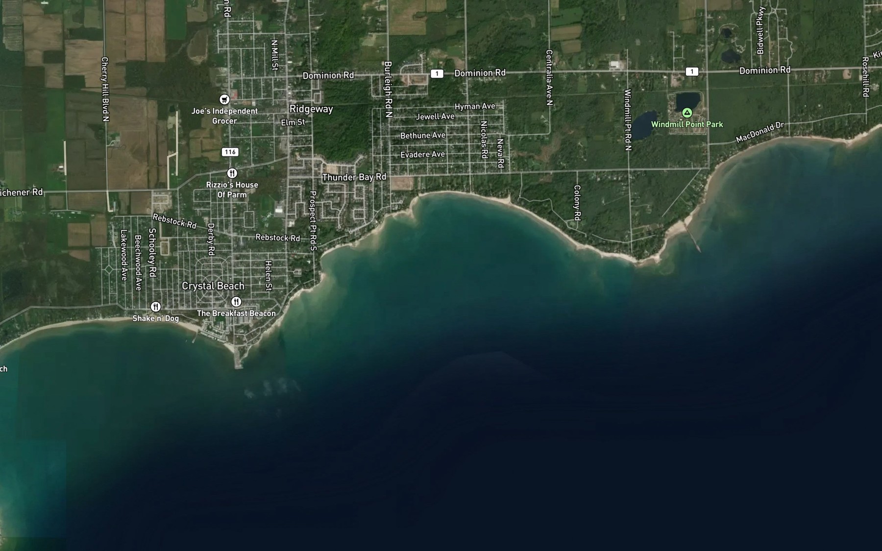 Satellite map of the Thunder Bay