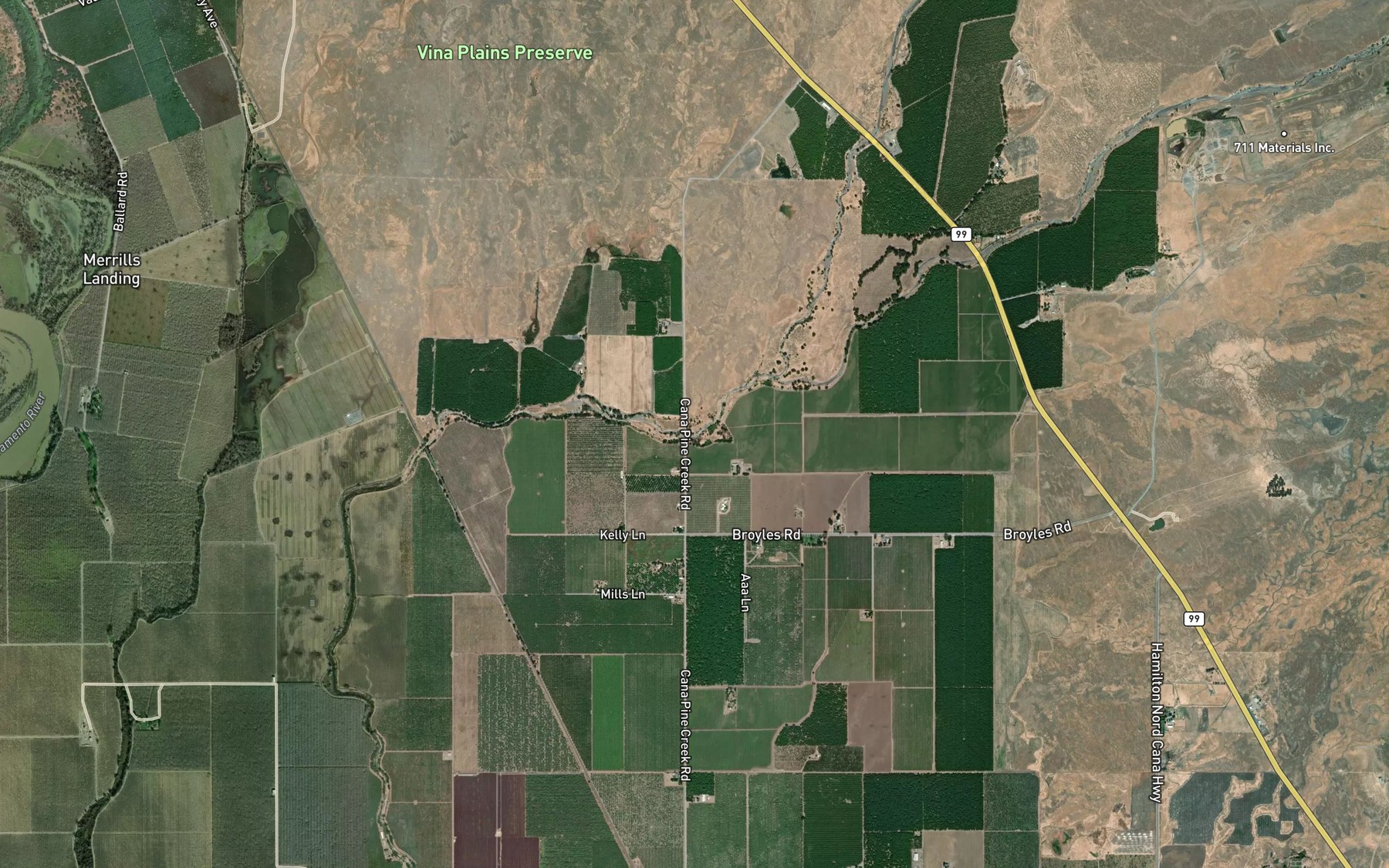 Satellite map of the Singer Creek