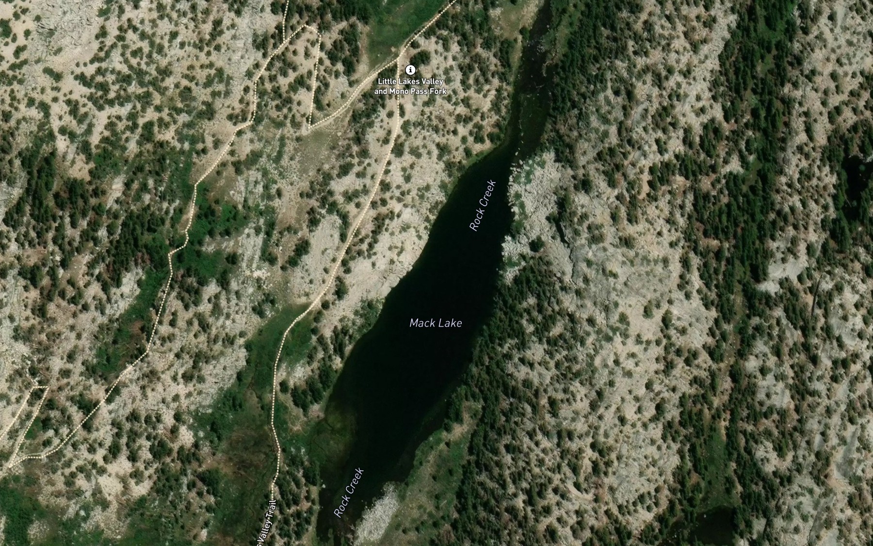 Satellite map of the Mack Lake
