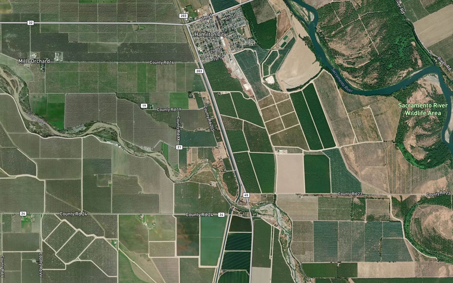 Satellite map of the Glenn-Colusa Canal