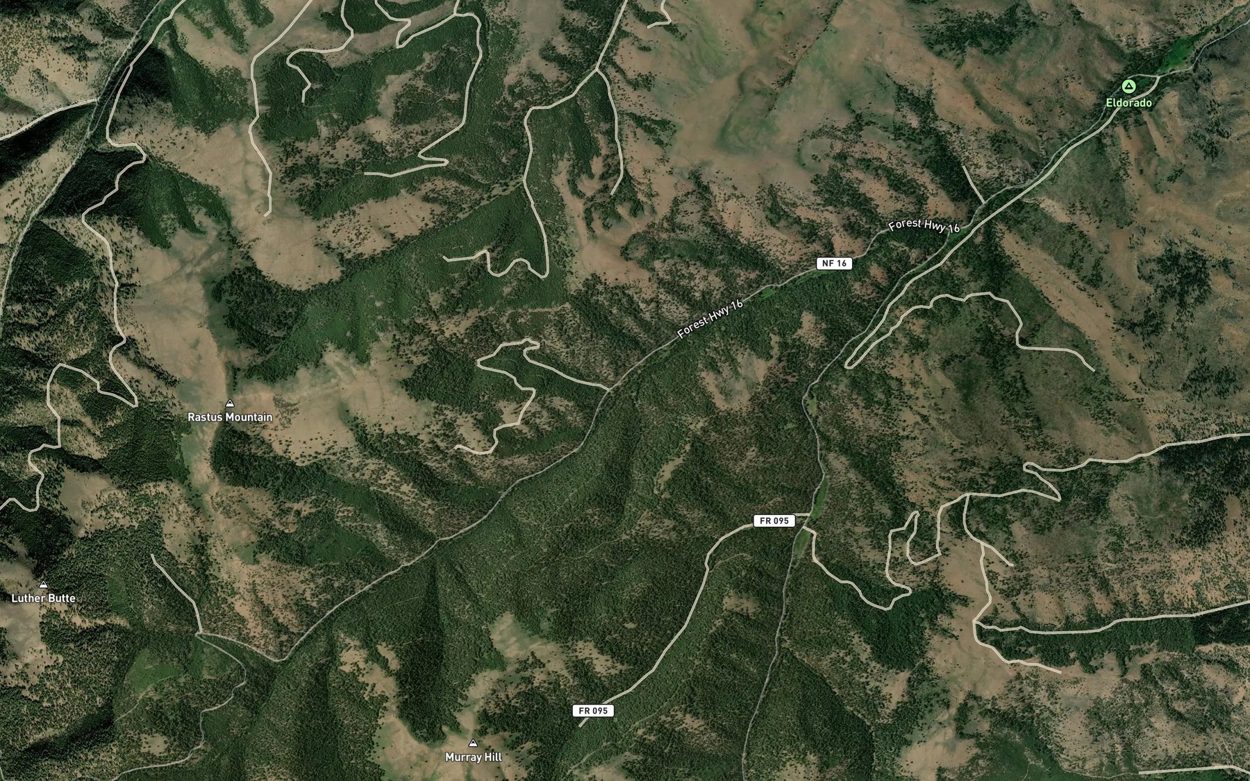Satellite map of the Rastus Creek