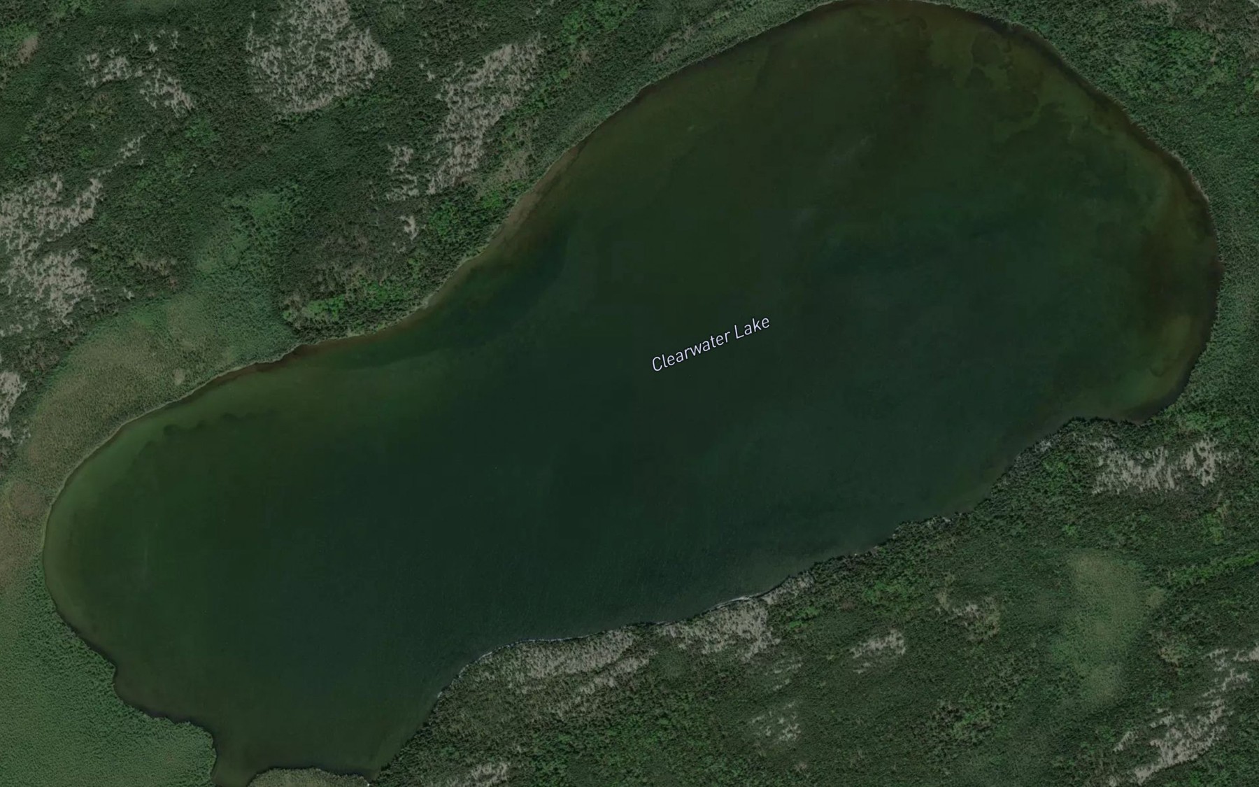 Satellite map of the Clearwater Lake