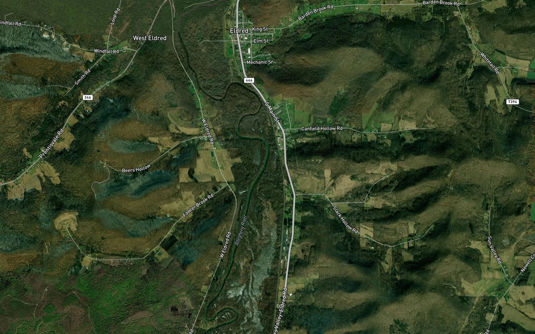 Satellite map of the Carpenter Creek
