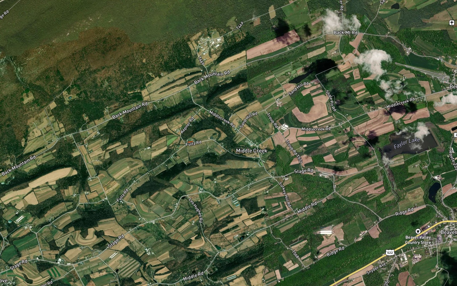 Satellite map of the Kreb Gap Run