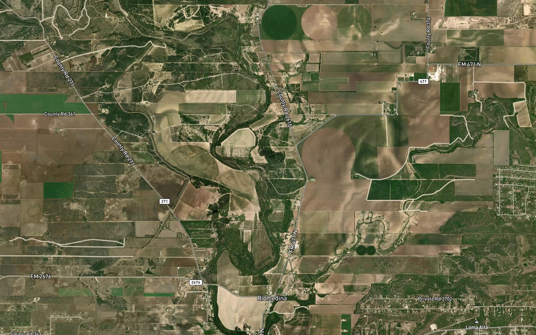 Satellite map of the Mesquite Creek
