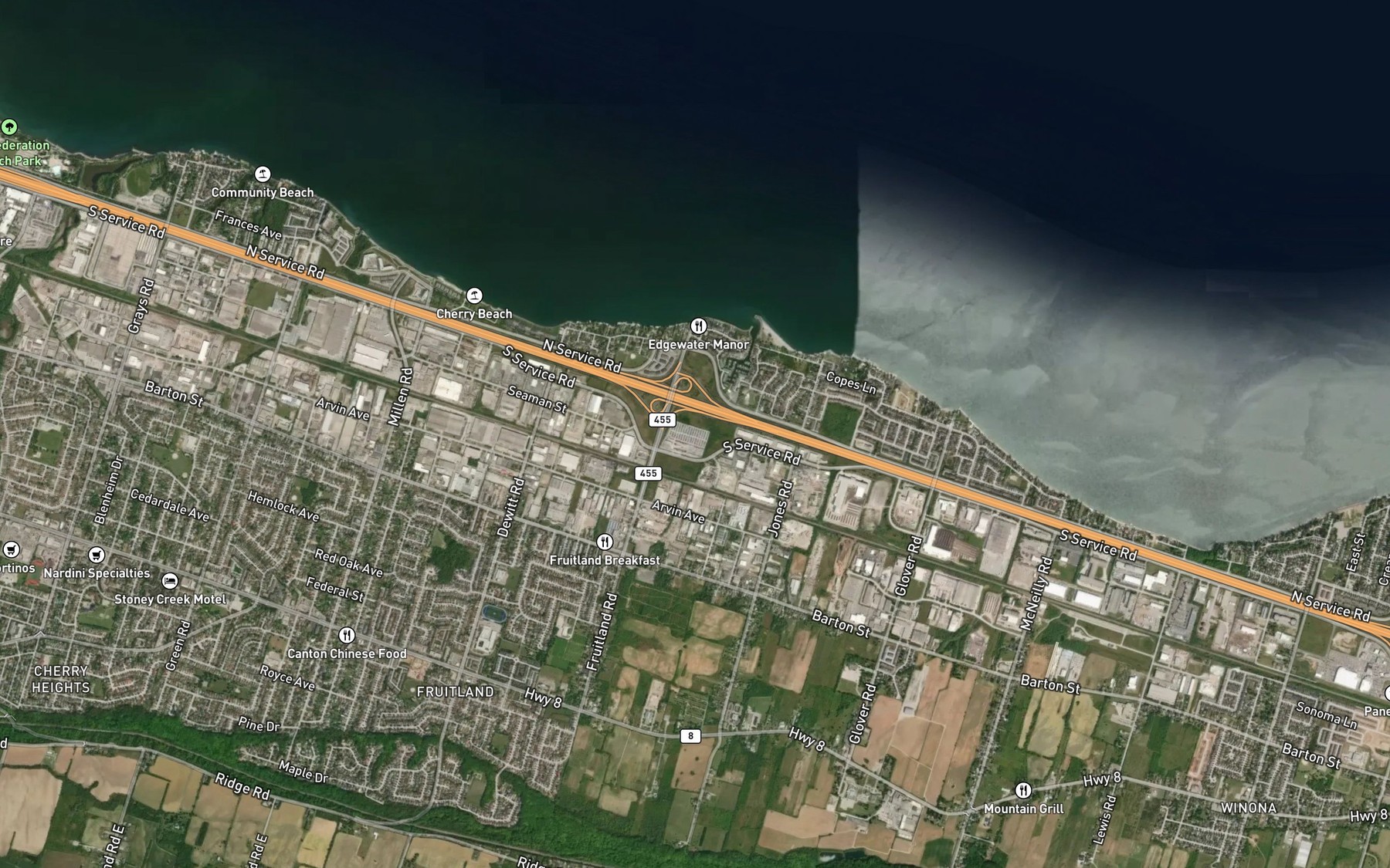 Satellite map of the Fifty Creek