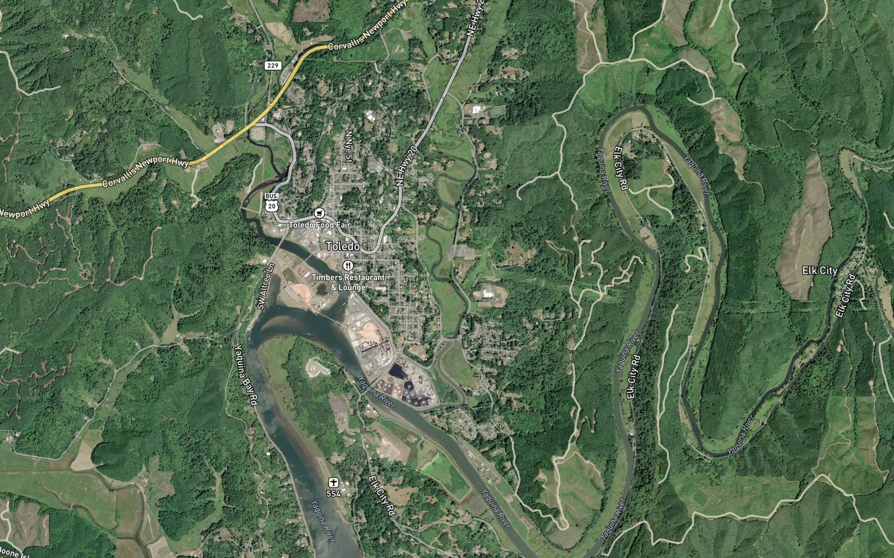 Satellite map of the Olalla Barrier Reservoir
