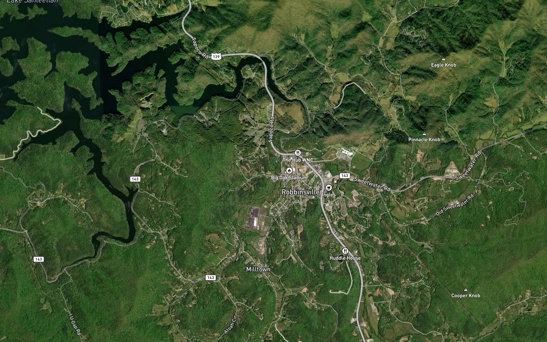 Satellite map of the Mauney Branch