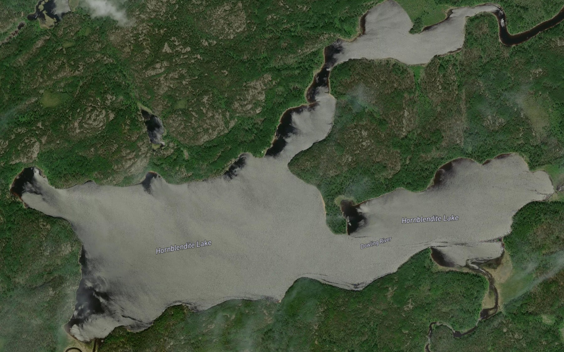 Satellite map of the Hornblendite Lake