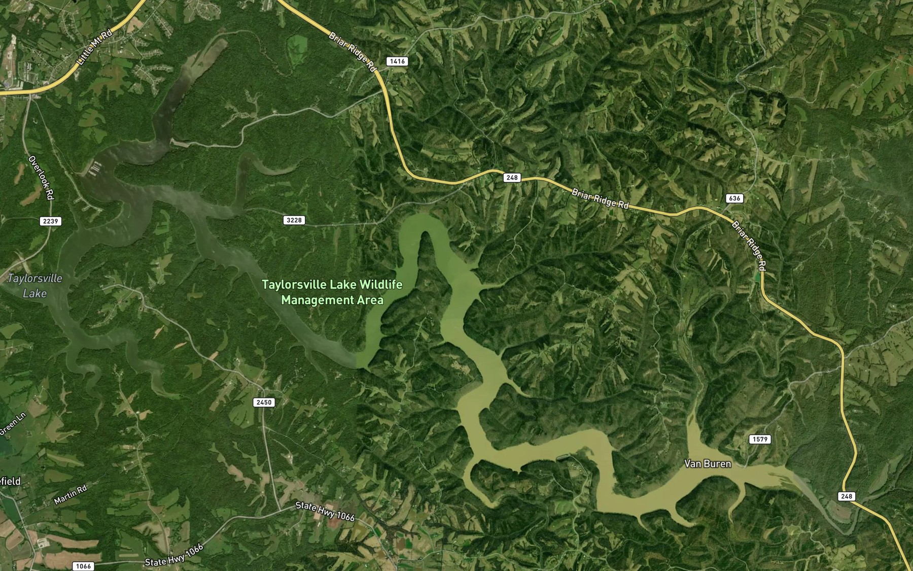 Satellite map of the Taylorsville Lake