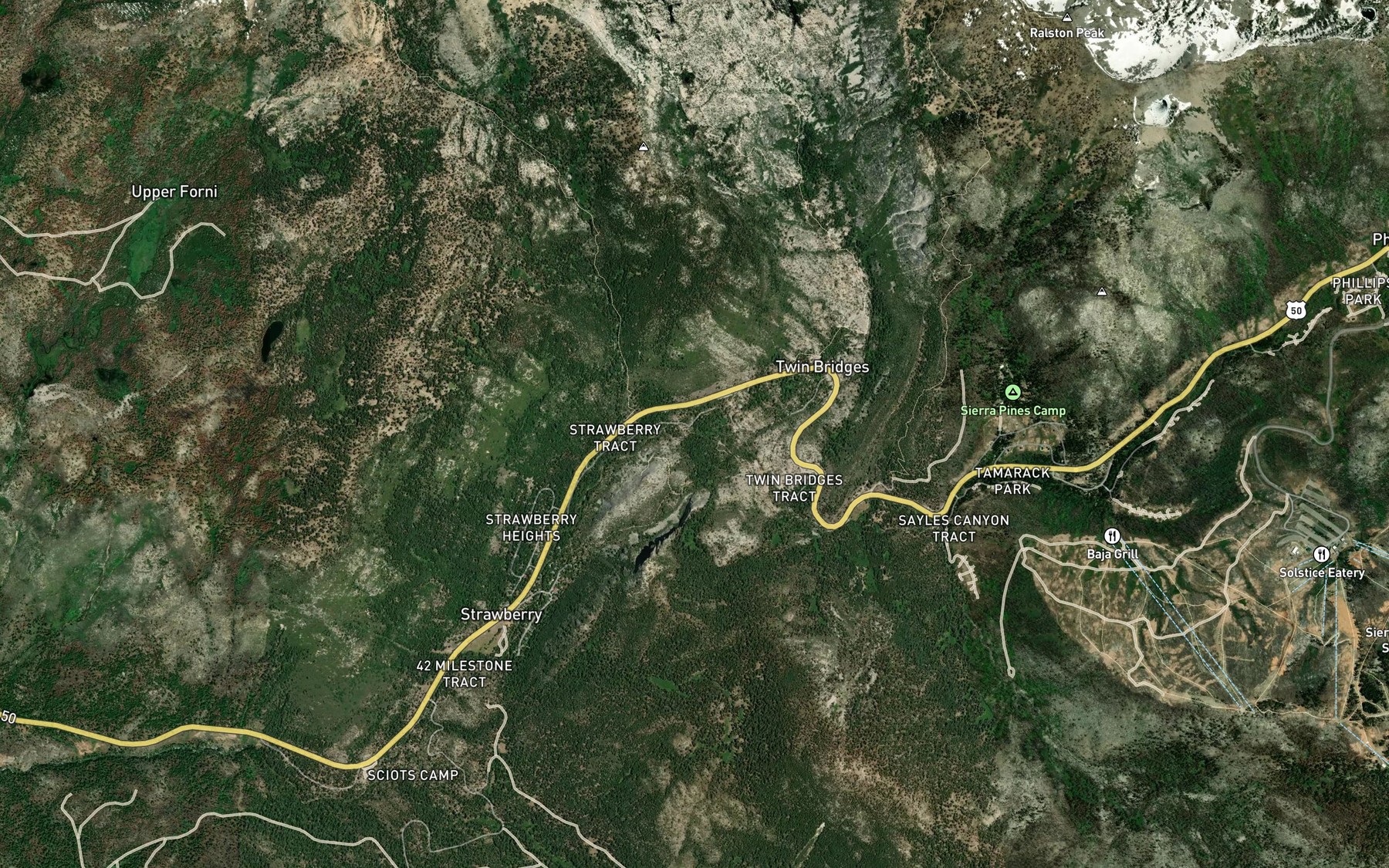 Satellite map of the Pyramid Creek