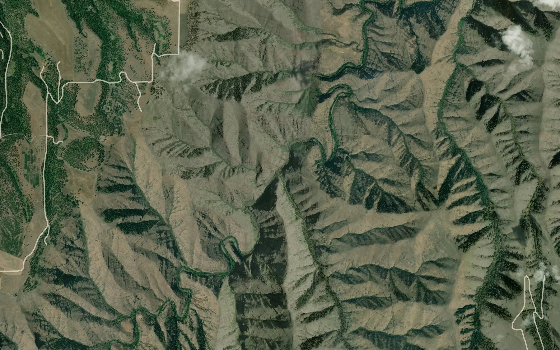 Satellite map of the Rush Creek