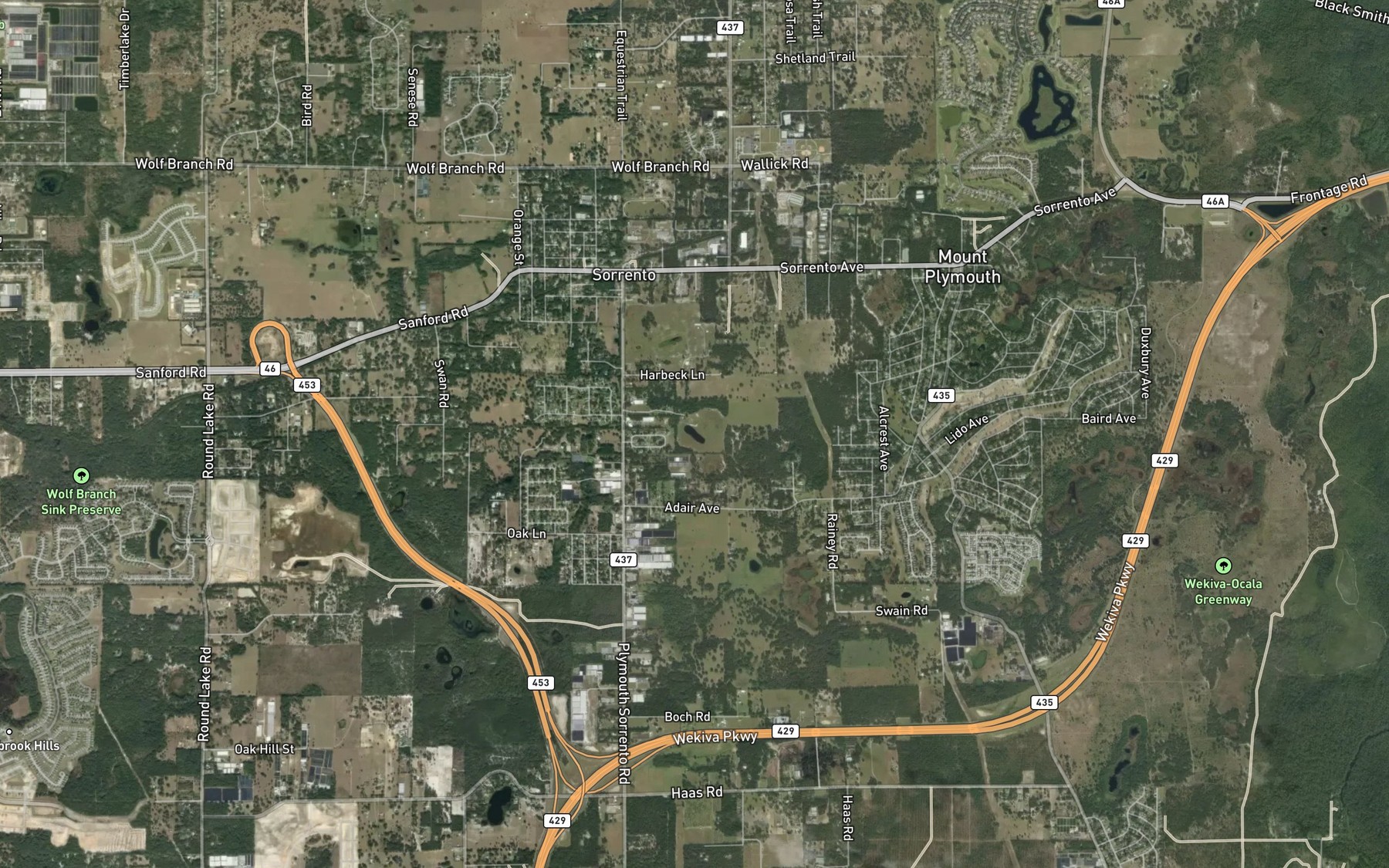 Satellite map of the Adams Lake