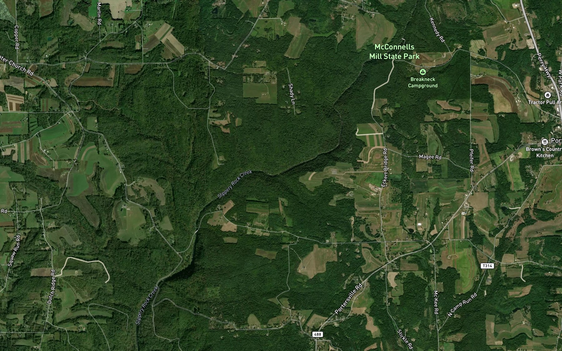 Satellite map of the Grindstone Run