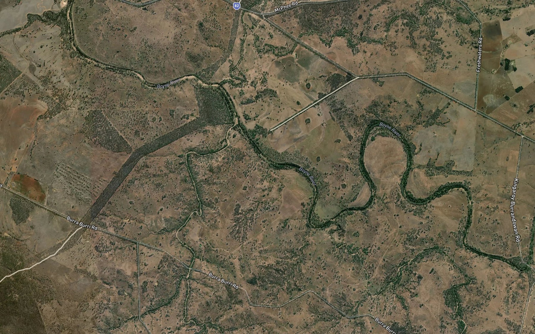 Satellite map of the Johnson Creek