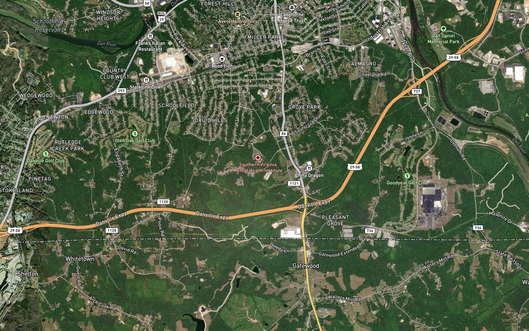 Satellite map of the Rutledge Creek