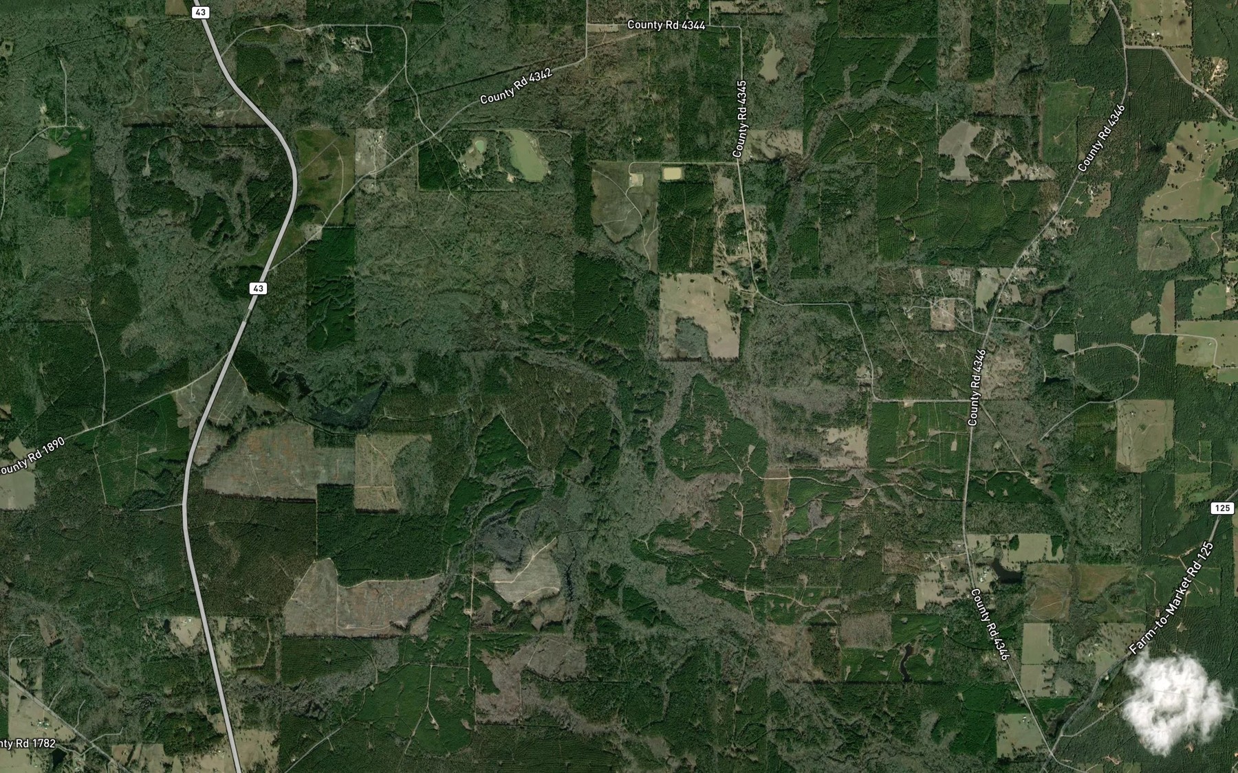 Satellite map of the Leek Creek