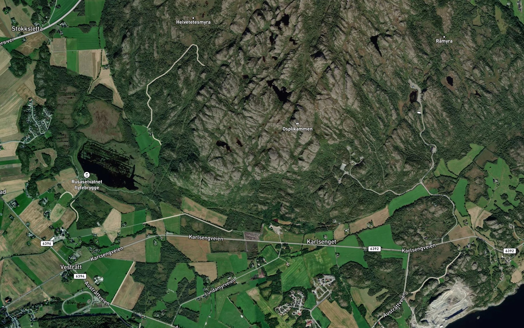 Satellite map of the Ornlibekken