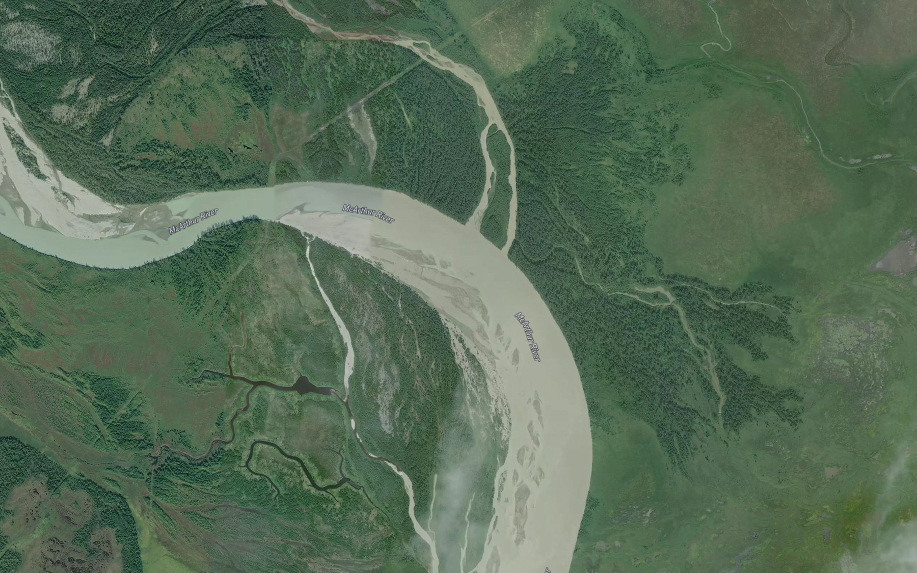 Satellite map of the Chakachatna River