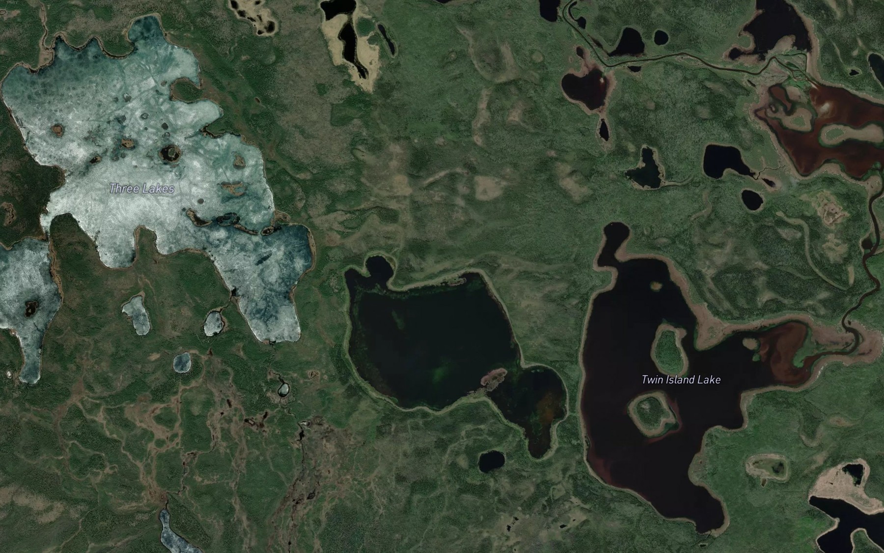 Satellite map of the Three Lakes