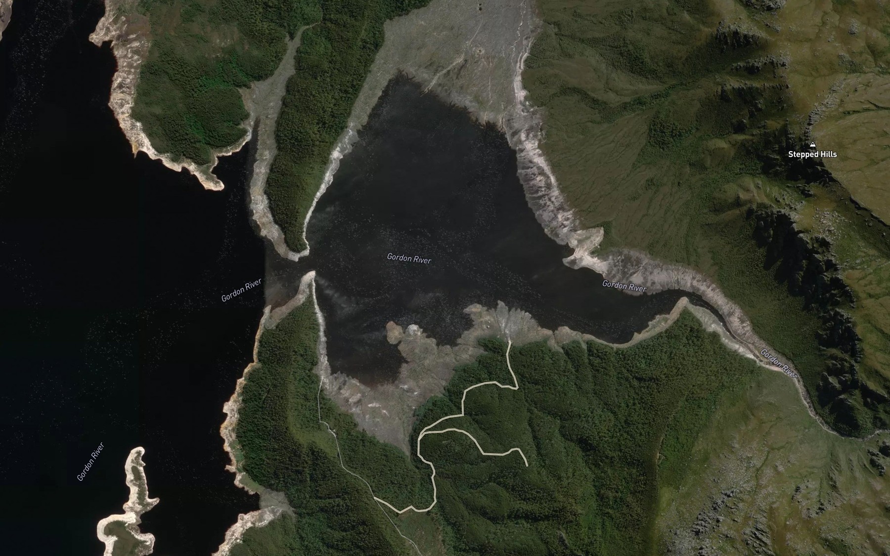 Satellite map of the Boyes River