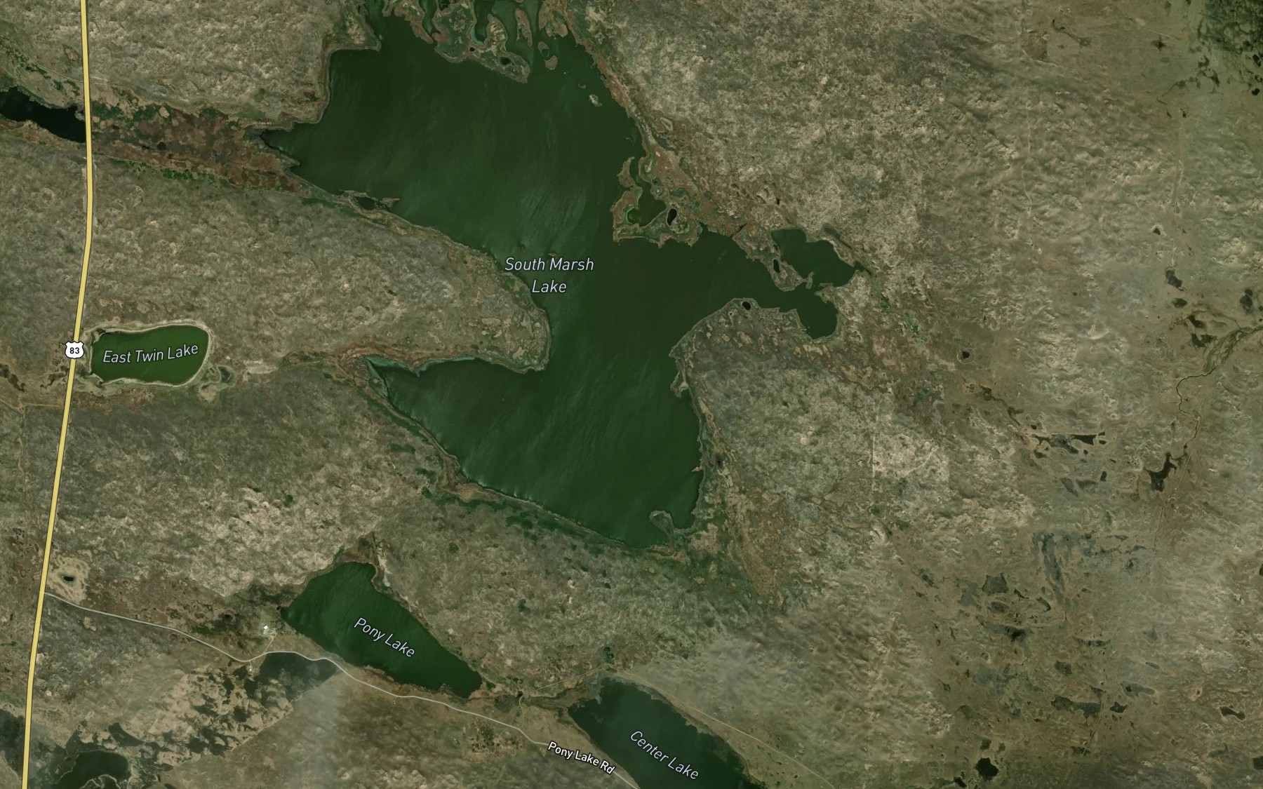 Satellite map of the South Marsh Lake