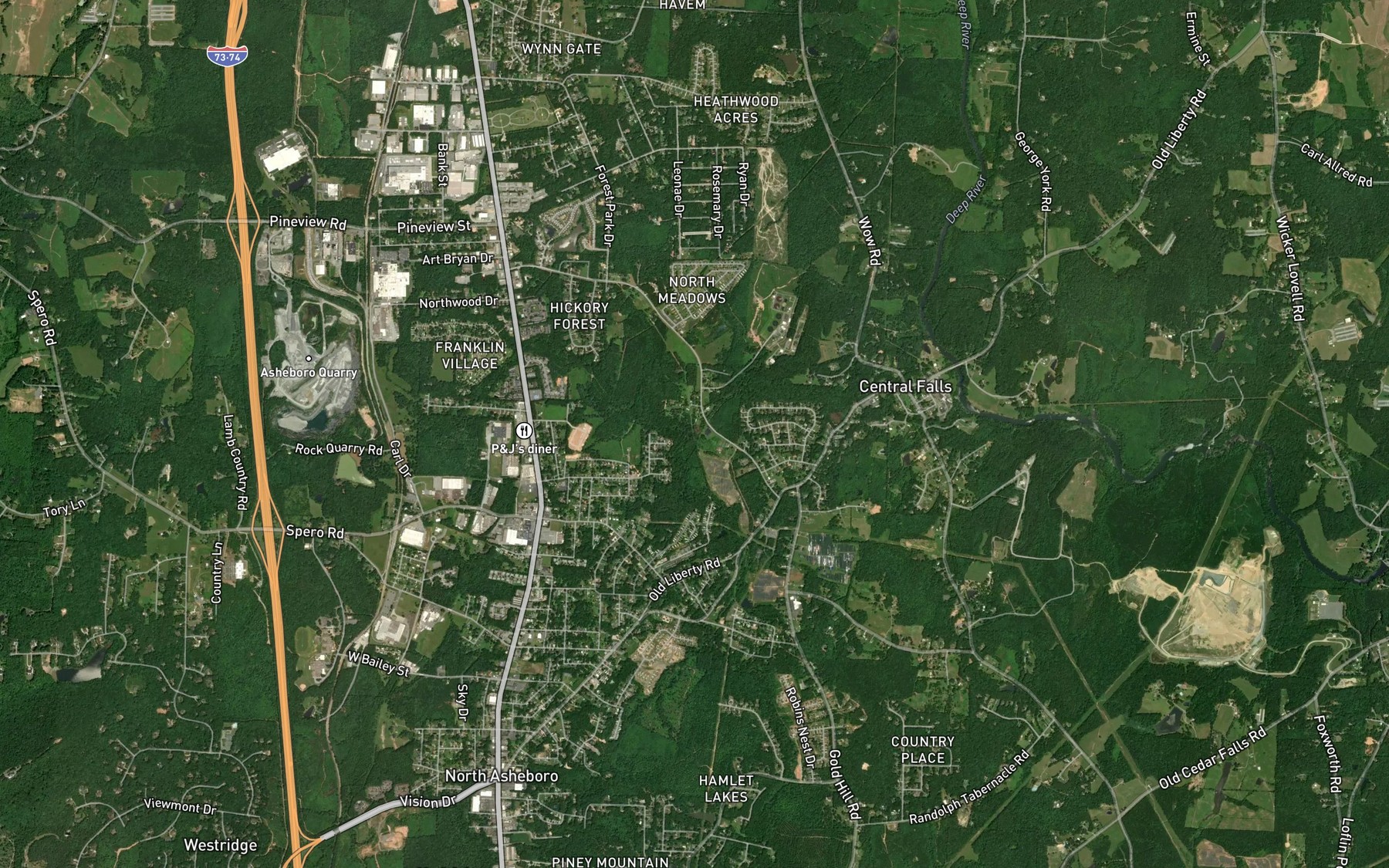 Satellite map of the Penwood Branch