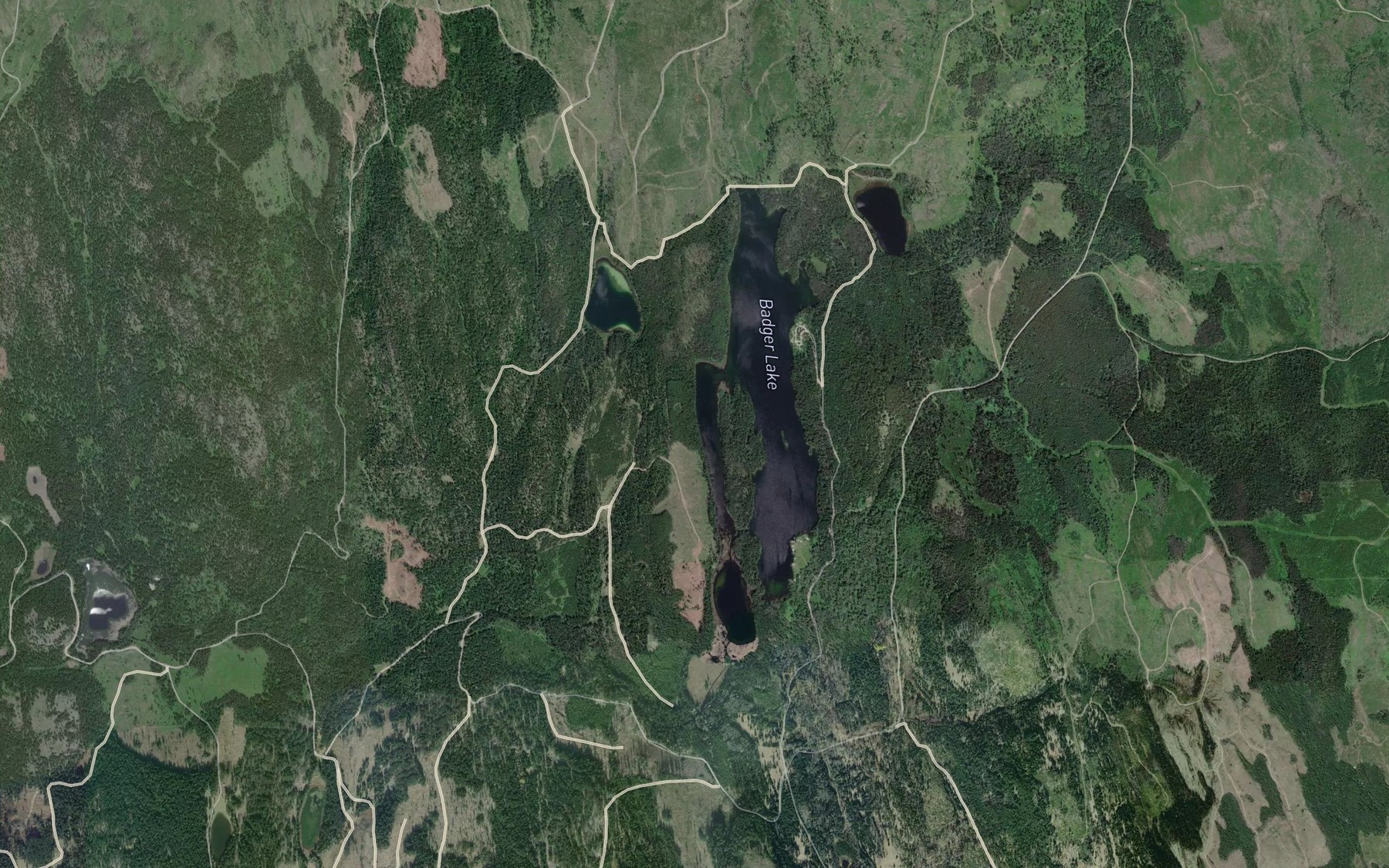 Satellite map of the Spooney Lakes