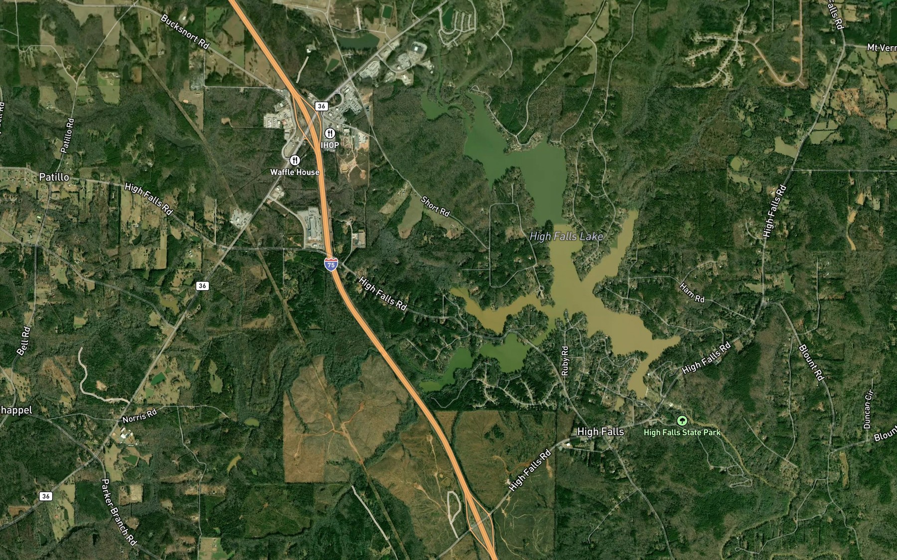 Satellite map of the Brushy Creek