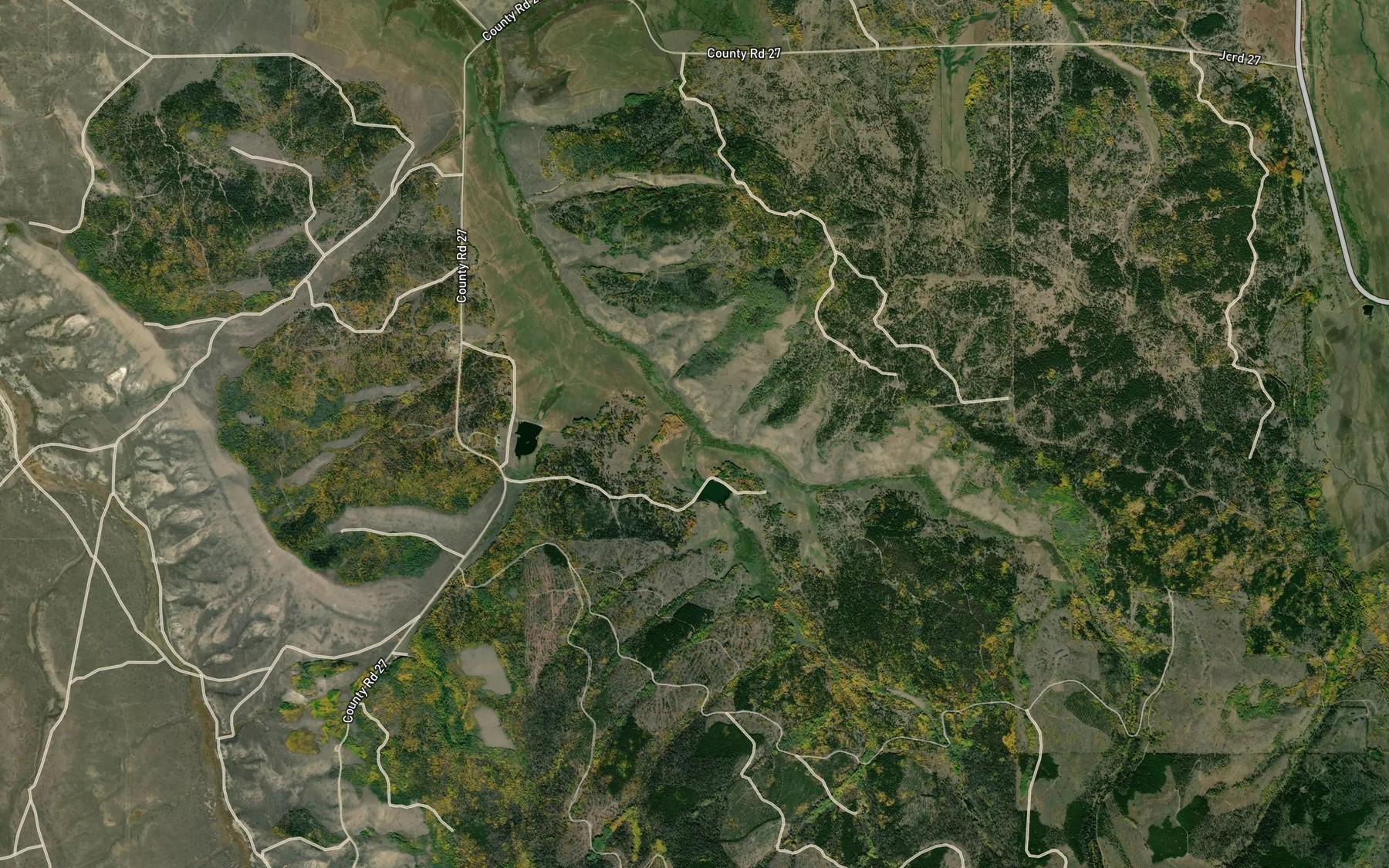 Satellite map of the Dry Fork Owl Creek