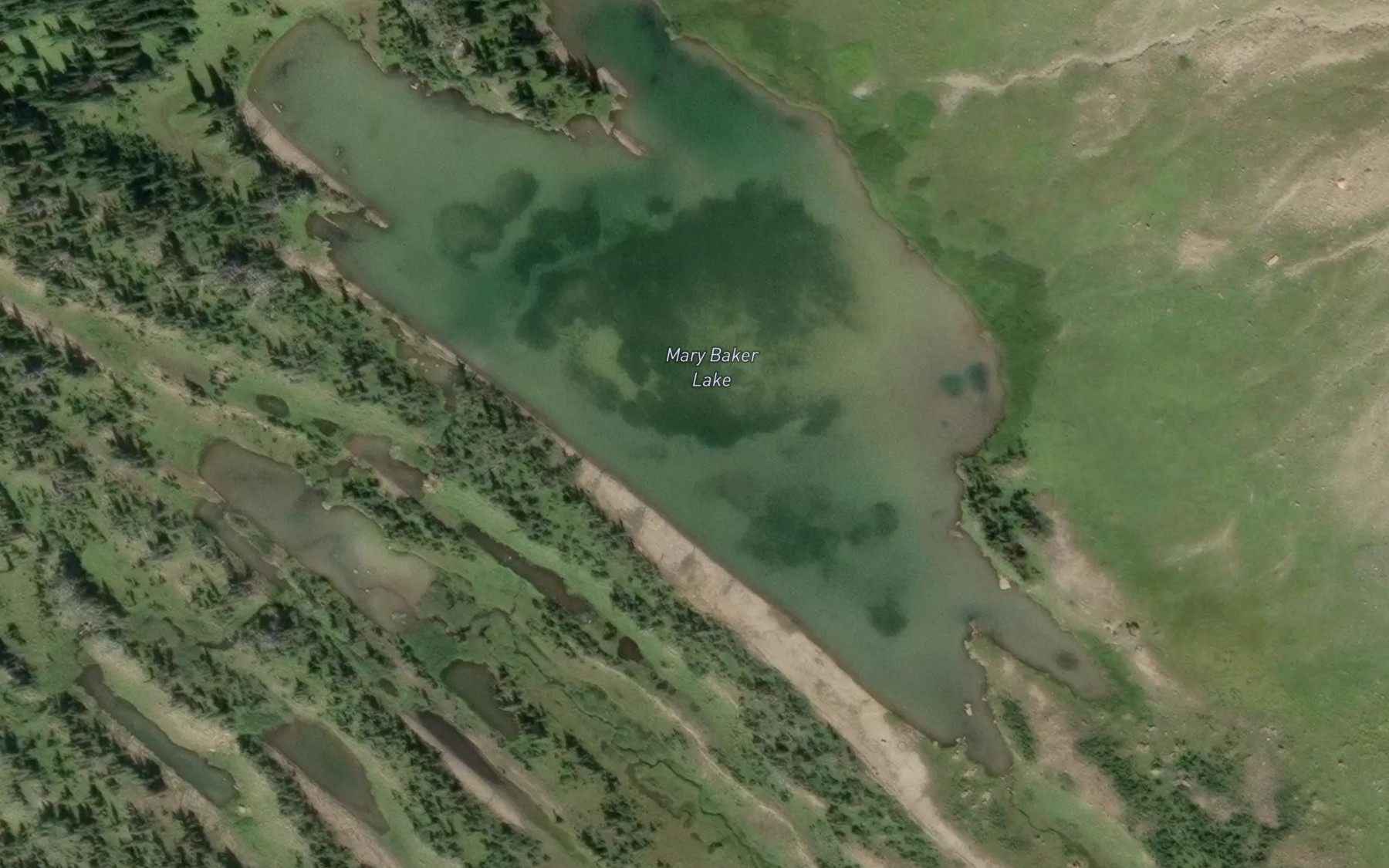 Satellite map of the Mary Baker Lake