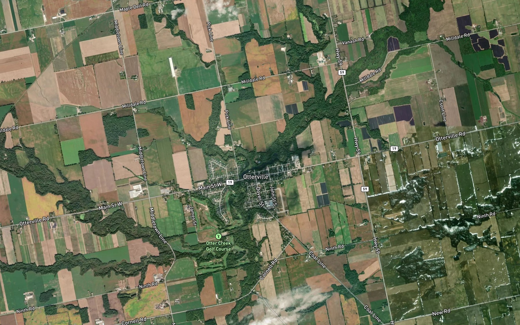 Satellite map of the Mill Pond